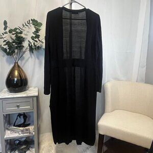 Le Chateau Women's 100% Viscose Black Open Long Cardigan